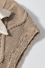Load image into Gallery viewer, Black Cable Knit Colorblock Satin Bowknot Short Sleeve Sweater