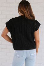 Load image into Gallery viewer, Black Cable Knit Colorblock Satin Bowknot Short Sleeve Sweater