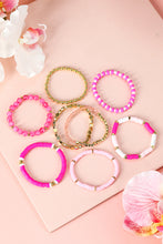 Load image into Gallery viewer, Sachet Pink 8pcs Valentine Vibe Beaded Elastic Bracelet Set
