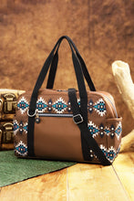Load image into Gallery viewer, Coffee Western Aztec Print PU Leather Large Travel Duffel Bag