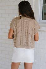 Load image into Gallery viewer, Black Cable Knit Colorblock Satin Bowknot Short Sleeve Sweater