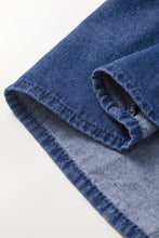 Load image into Gallery viewer, Blue Drawstring High Waist Puff Sleeve Denim Mini Dress