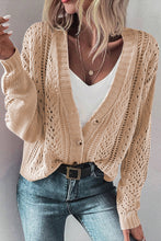 Load image into Gallery viewer, Black Open Knit Drop Shoulder Sweater Cardigan