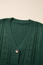 Load image into Gallery viewer, Black Open Knit Drop Shoulder Sweater Cardigan