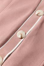 Load image into Gallery viewer, Pink Stripe Contrast Trim V Neck Buttoned Front Pocketed Knit Cardigan