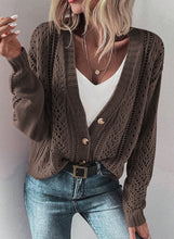 Load image into Gallery viewer, Black Open Knit Drop Shoulder Sweater Cardigan