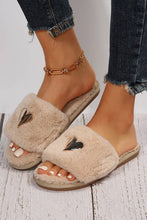 Load image into Gallery viewer, Pink Heart Shape Buckle Decor Open Toe Plush Slippers