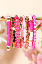 Load image into Gallery viewer, Sachet Pink 8pcs Valentine Vibe Beaded Elastic Bracelet Set