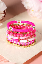 Load image into Gallery viewer, Sachet Pink 8pcs Valentine Vibe Beaded Elastic Bracelet Set