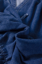 Load image into Gallery viewer, Blue Drawstring High Waist Puff Sleeve Denim Mini Dress