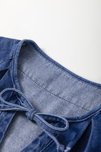 Load image into Gallery viewer, Blue Drawstring High Waist Puff Sleeve Denim Mini Dress