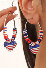 Load image into Gallery viewer, Silvery US Flag Heart Pendant Beaded Big Hoop Earrings