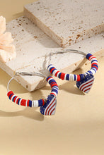 Load image into Gallery viewer, Silvery US Flag Heart Pendant Beaded Big Hoop Earrings