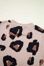 Load image into Gallery viewer, Khaki Leopard Crew Neck Cap Sleeve Casual Tee