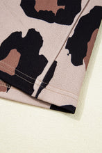 Load image into Gallery viewer, Khaki Leopard Crew Neck Cap Sleeve Casual Tee