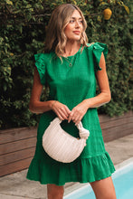 Load image into Gallery viewer, Textured Flutter Sleeve Ruffled Mini Dress
