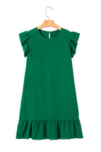 Load image into Gallery viewer, Textured Flutter Sleeve Ruffled Mini Dress