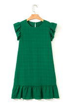 Load image into Gallery viewer, Textured Flutter Sleeve Ruffled Mini Dress