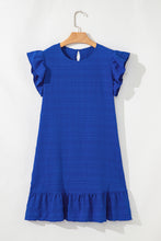 Load image into Gallery viewer, Textured Flutter Sleeve Ruffled Mini Dress
