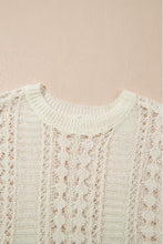 Load image into Gallery viewer, White Hollow Out Knit Bracelet Sleeve Drop Shoulder Sweater
