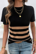 Load image into Gallery viewer, Black Striped Crew Neck Sweater T-shirt