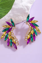 Load image into Gallery viewer, Gold Mardi Gras Rhinestone Crystal Inlay Stud Earrings