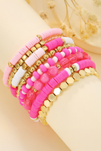 Load image into Gallery viewer, Sachet Pink 8pcs Valentine Vibe Beaded Elastic Bracelet Set
