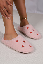 Load image into Gallery viewer, White Heart Shape Embroidered Slip On Plush Slippers