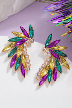 Load image into Gallery viewer, Gold Mardi Gras Rhinestone Crystal Inlay Stud Earrings