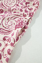 Load image into Gallery viewer, Pink Paisley Print Tiered 3/4 Sleeve Notched Neck Mini Dress