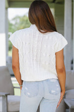 Load image into Gallery viewer, Black Cable Knit Colorblock Satin Bowknot Short Sleeve Sweater