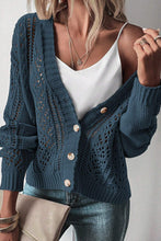 Load image into Gallery viewer, Black Open Knit Drop Shoulder Sweater Cardigan