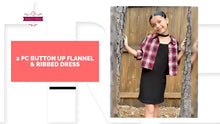 Load and play video in Gallery viewer, 2 pc Button up Flannel & Ribbed Dress by@Outfy