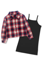 Load image into Gallery viewer, 2 pc Button up Flannel & Ribbed Dress