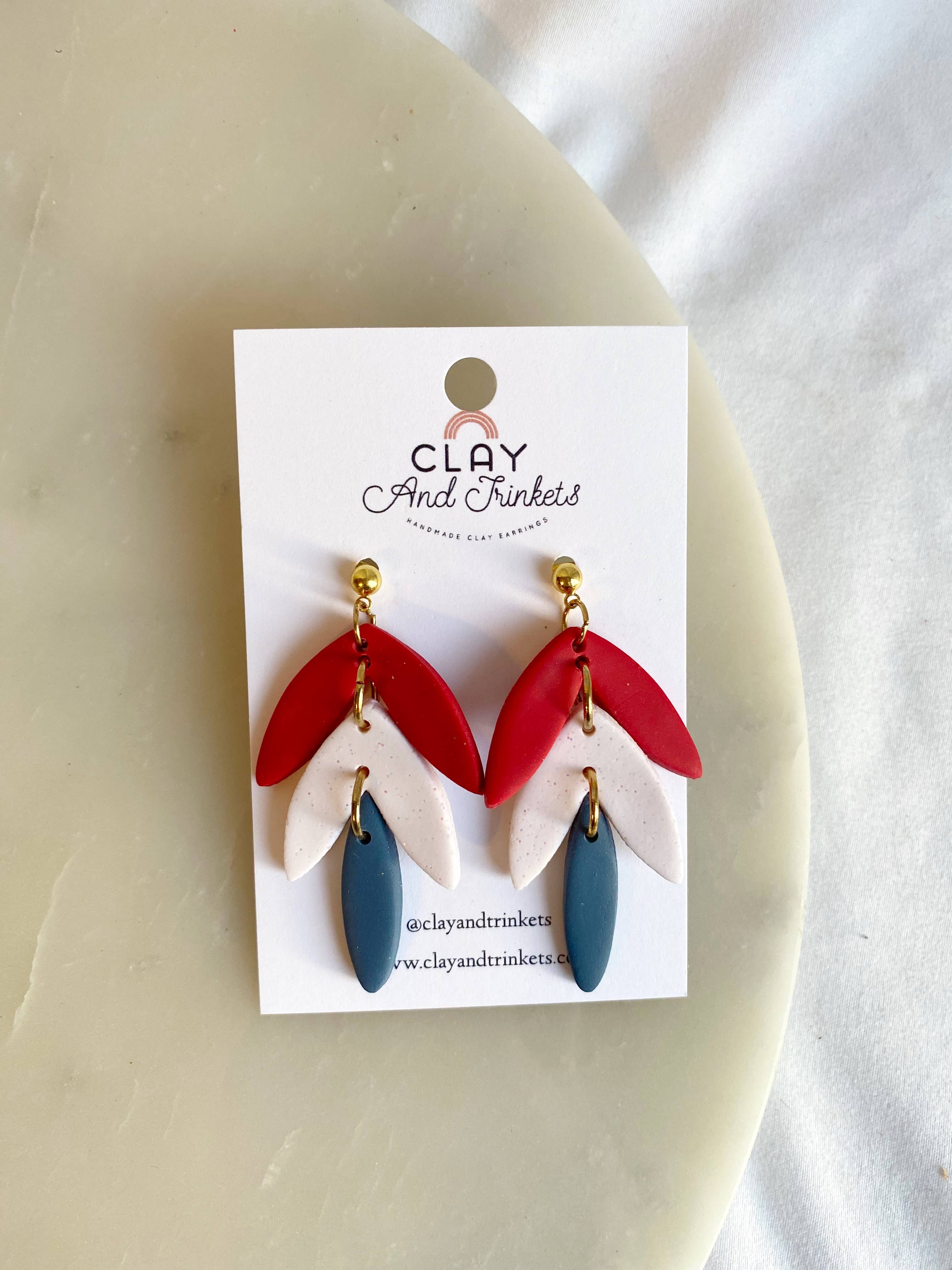 Feathers-Clay Earrings