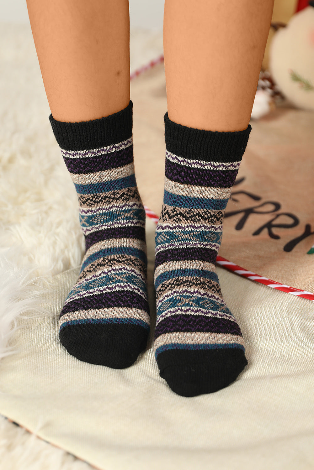 Multicolor 5 Pairs Thermal Winter Crew Socks