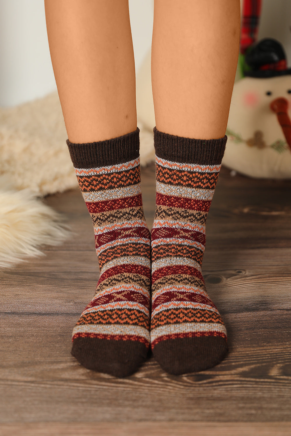 Multicolor 5 Pairs Thermal Winter Crew Socks