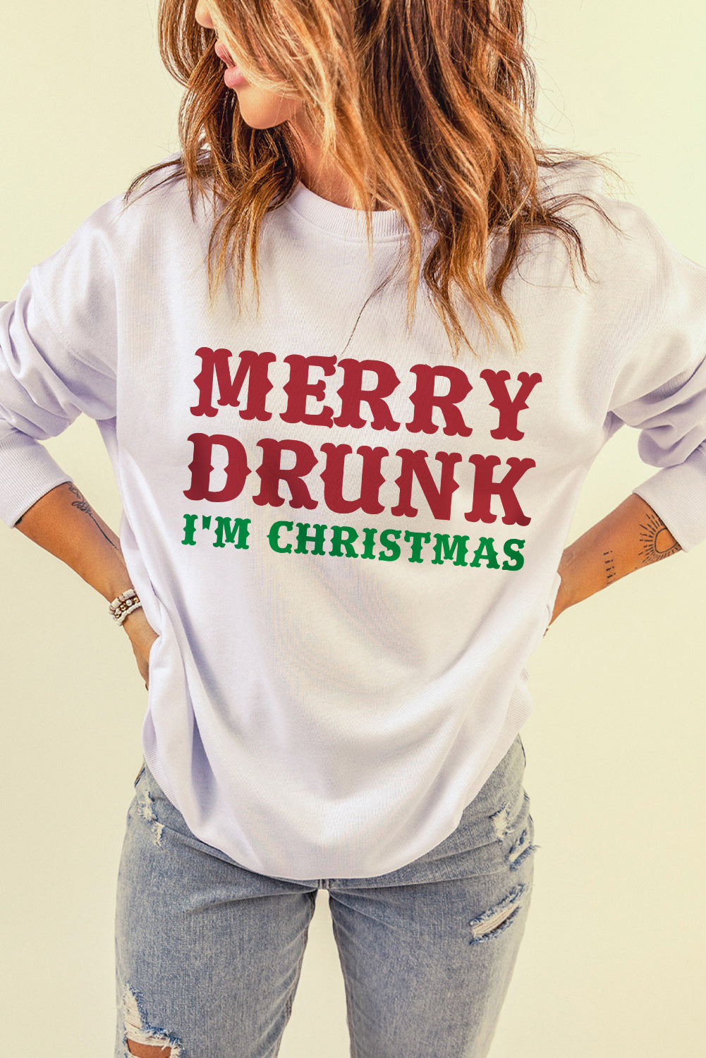 White MERRY DRUNK Sweatshirt