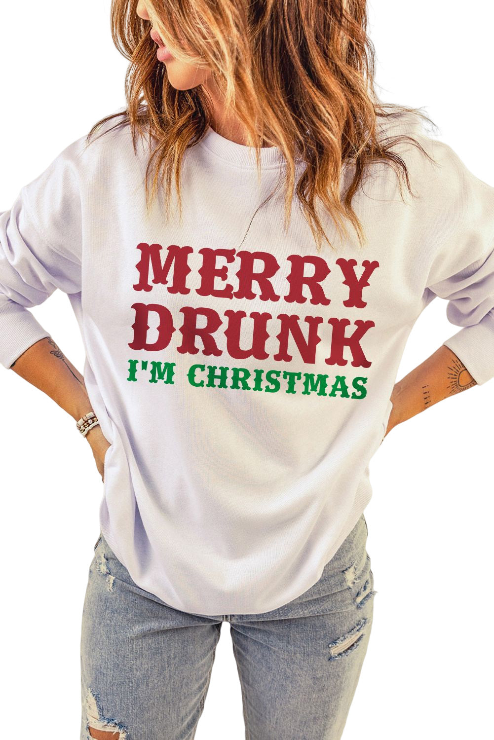 White MERRY DRUNK Sweatshirt