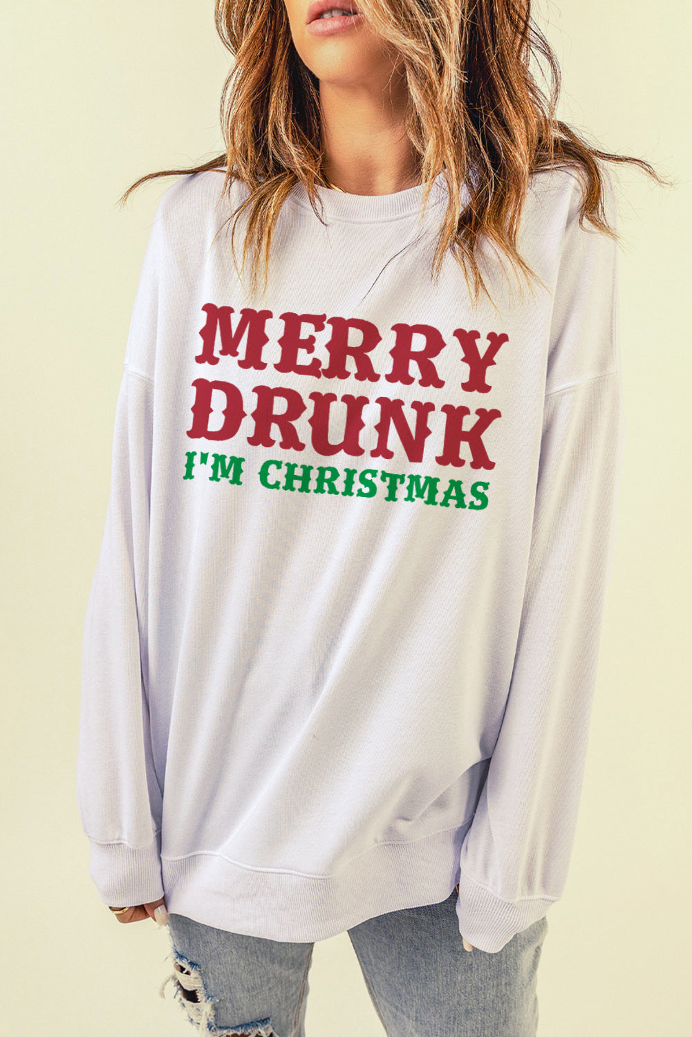 White MERRY DRUNK Sweatshirt