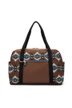Load image into Gallery viewer, Coffee Western Aztec Print PU Leather Large Travel Duffel Bag
