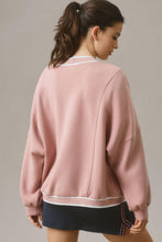 Load image into Gallery viewer, Pink Stripe Contrast Trim V Neck Buttoned Front Pocketed Knit Cardigan

