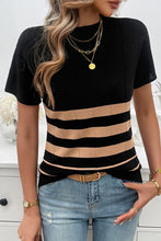 Load image into Gallery viewer, Black Striped Crew Neck Sweater T-shirt
