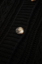 Load image into Gallery viewer, Black Open Knit Drop Shoulder Sweater Cardigan
