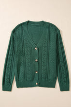 Load image into Gallery viewer, Black Open Knit Drop Shoulder Sweater Cardigan
