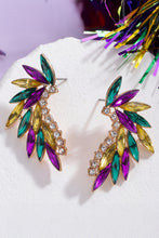 Load image into Gallery viewer, Gold Mardi Gras Rhinestone Crystal Inlay Stud Earrings
