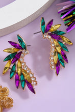 Load image into Gallery viewer, Gold Mardi Gras Rhinestone Crystal Inlay Stud Earrings
