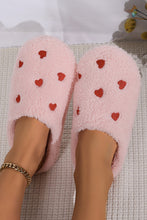 Load image into Gallery viewer, White Heart Shape Embroidered Slip On Plush Slippers
