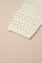 Load image into Gallery viewer, White Hollow Out Knit Bracelet Sleeve Drop Shoulder Sweater
