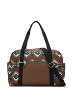 Load image into Gallery viewer, Coffee Western Aztec Print PU Leather Large Travel Duffel Bag
